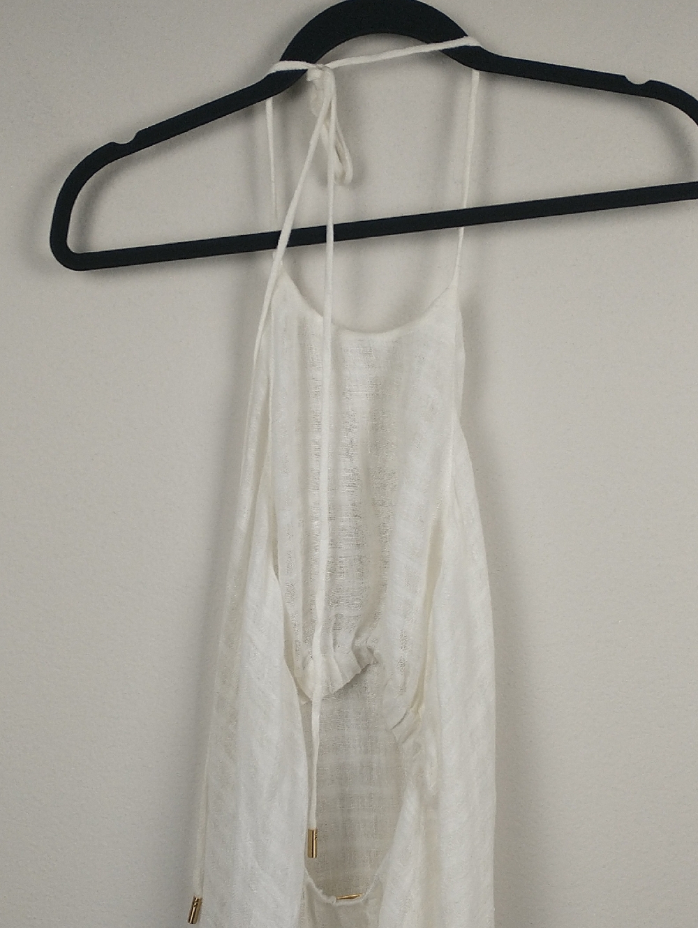 Cult Gaia Halter Maxi Dress XS Off White Sheer Linen Gauze Beach Coverup - Picture 8 of 13